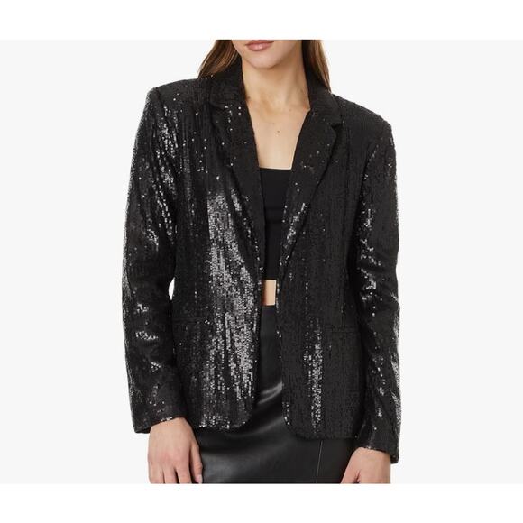 Lucky Brand Women's Black Sequin Lined Blazer Jacket L Large New $169 - Picture 1 of 11